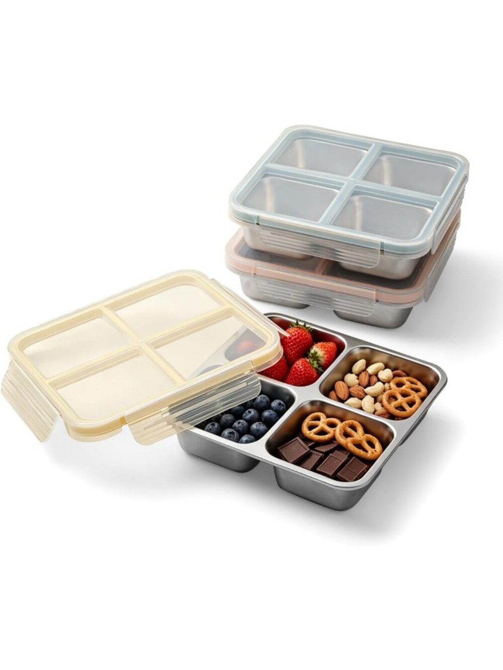 25oz Leak-Proof Stainless Steel Bento Snack Box - Multi-Compartment Lunch